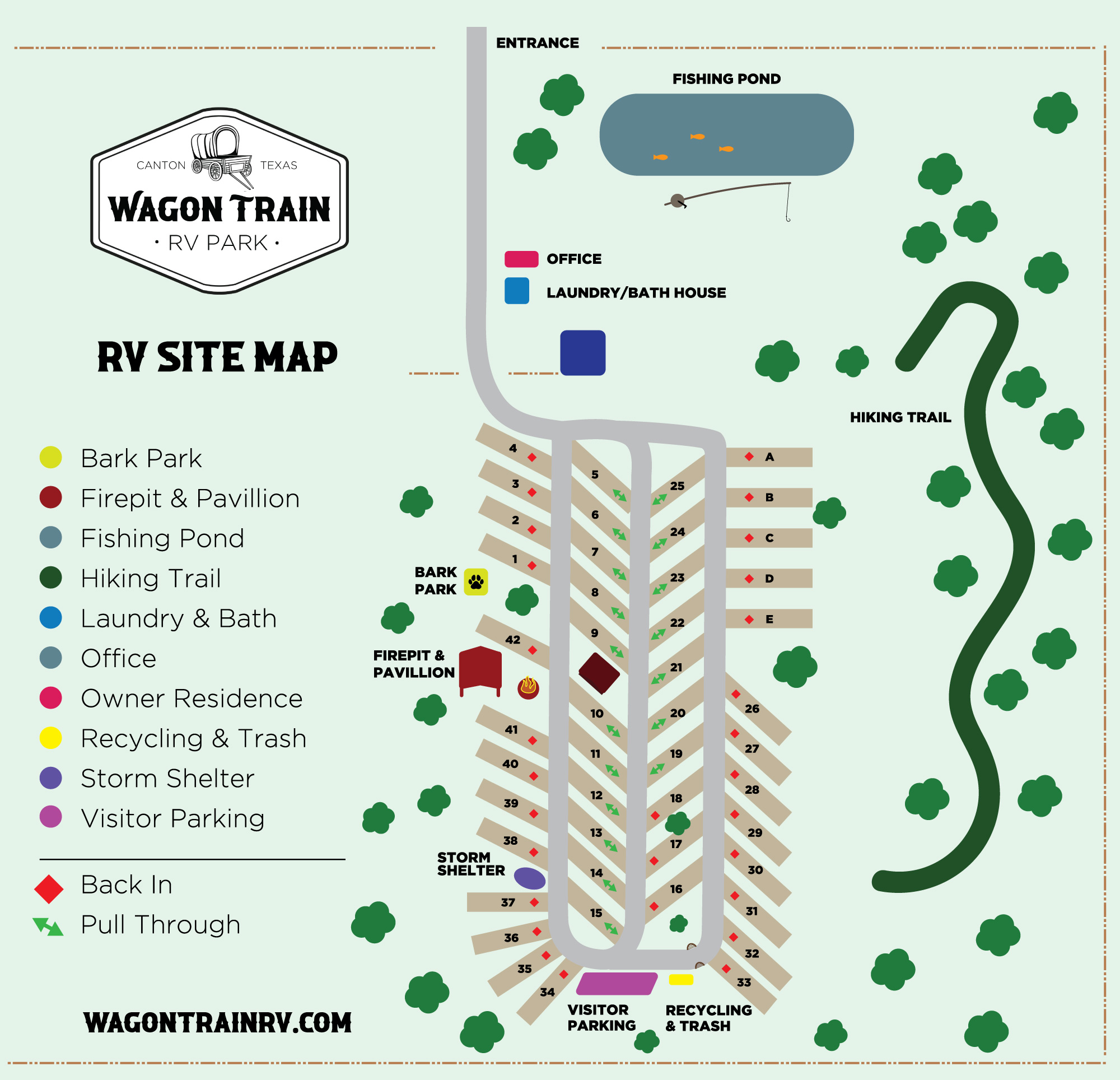 Wagon Train RV Park Map of RV Sites