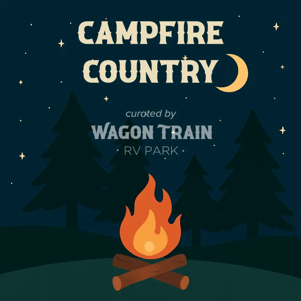 Campfire illustration used as the cover image for an RV campground playlist.
