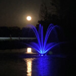 Wagon Train RV Park Fountain at Night