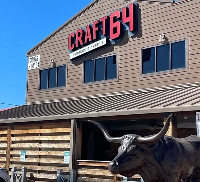 Craft 64 Burger & Brew Canton TX – burgers, craft beer, and live music near Wagon Train RV Park